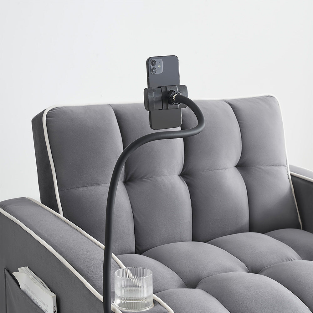 Single-seater Sofa Bed, Equipped with USB Ports and a Phone Holder