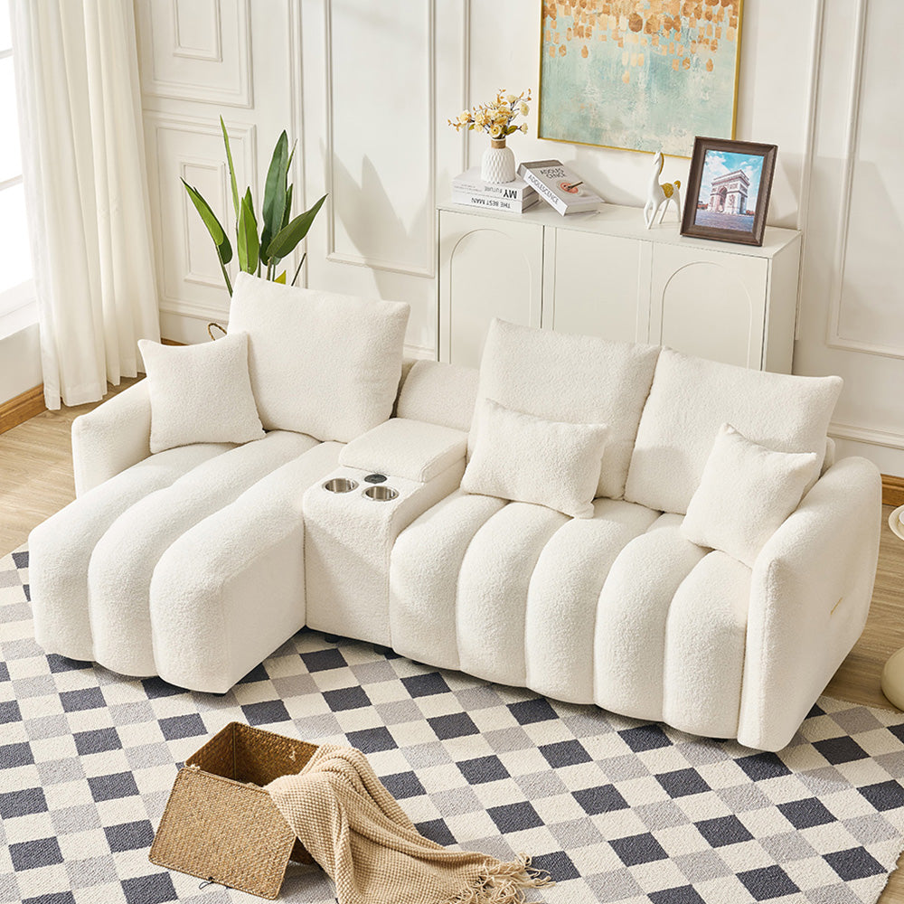 92-inch high-quality teddy fur fabric corner sofa