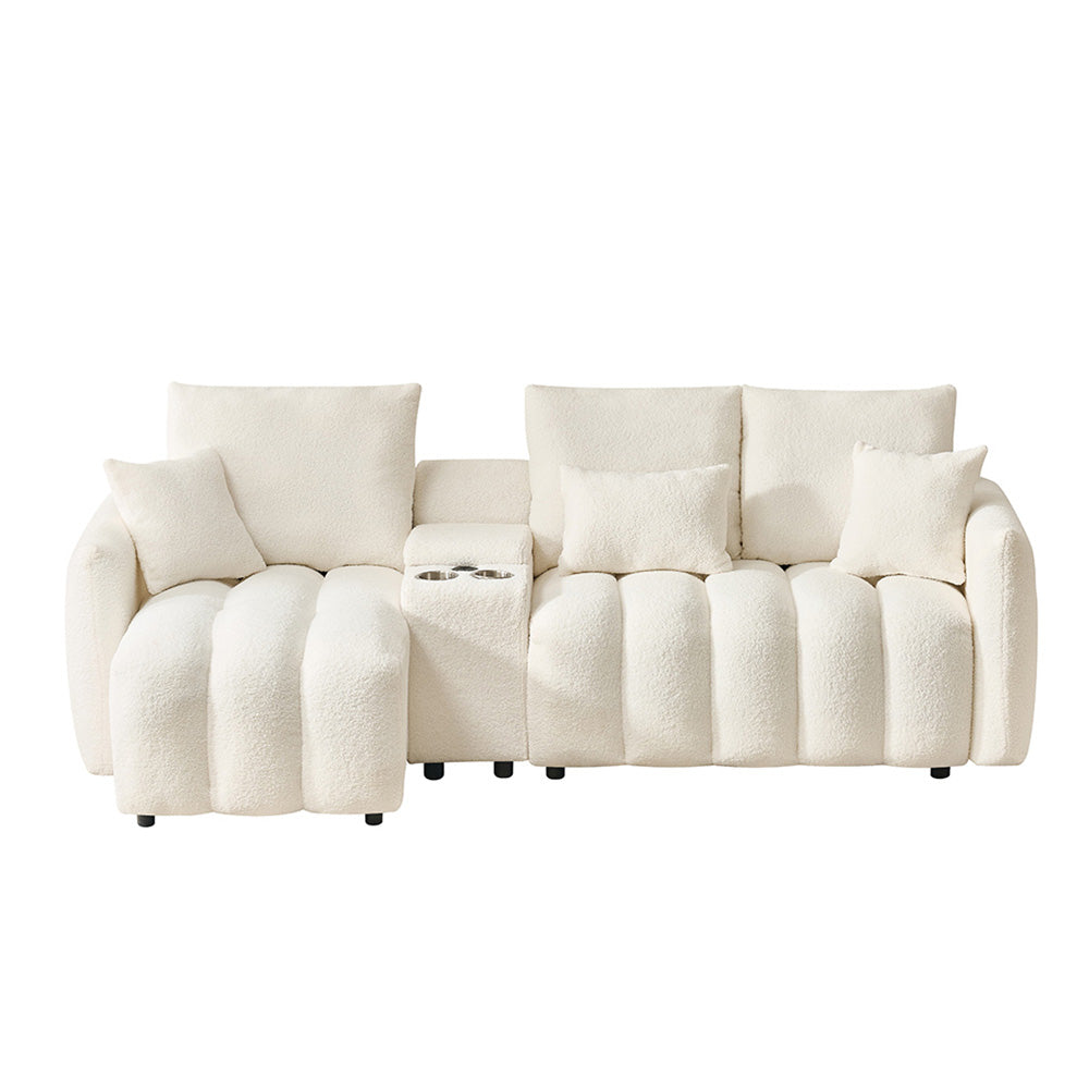 92-inch high-quality teddy fur fabric corner sofa