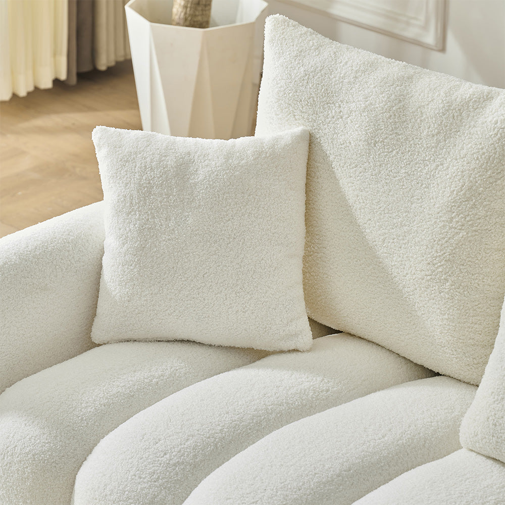 92-inch high-quality teddy fur fabric corner sofa