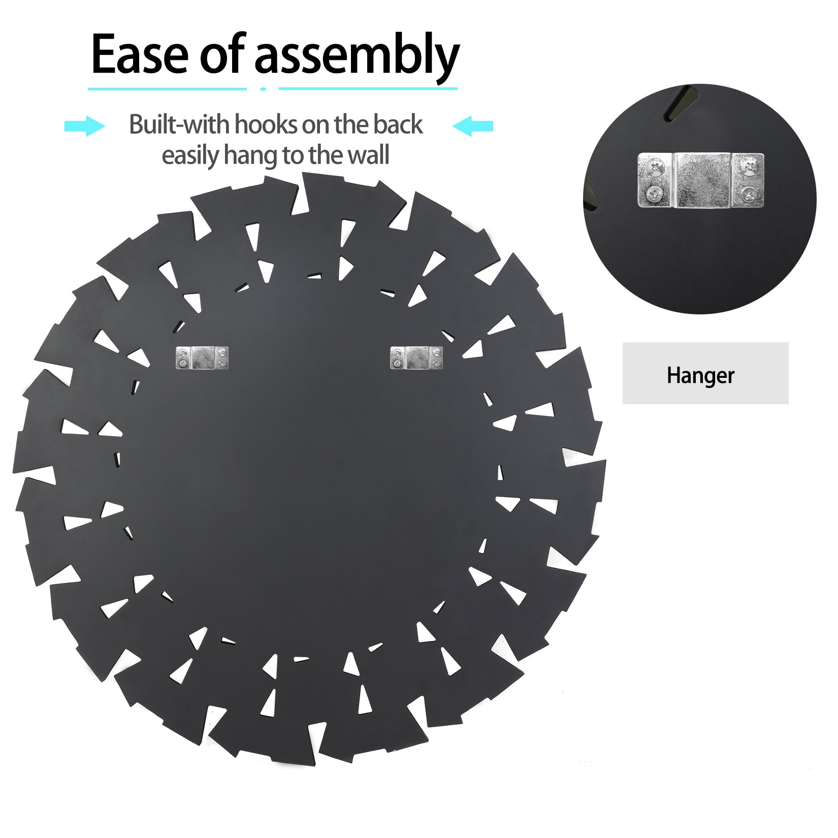 79CM Modern Round Wall Decor Mirror Silver Glass Sunburst Accent Mirro