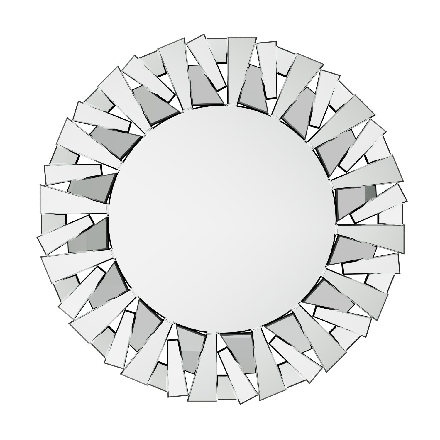 79CM Modern Round Wall Decor Mirror Silver Glass Sunburst Accent Mirro