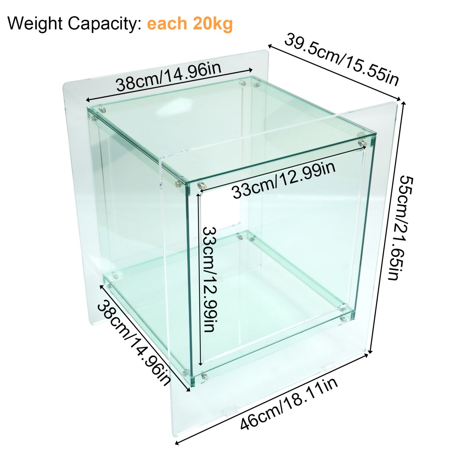 Square Acrylic End Side Table Record Player Table Bedside Home Decor