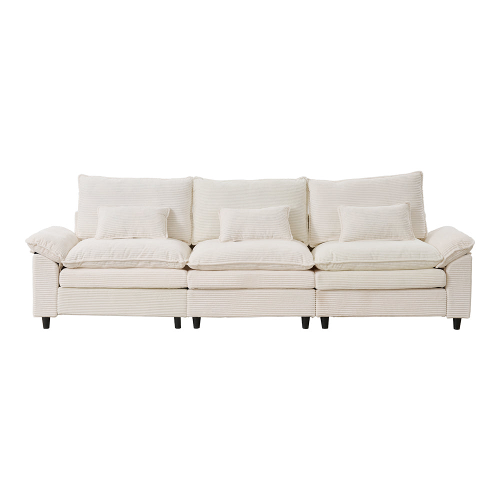 Sunlit Lazy Hours: Corduroy Wrap-Around Three-Seater Sofa – Eeeza