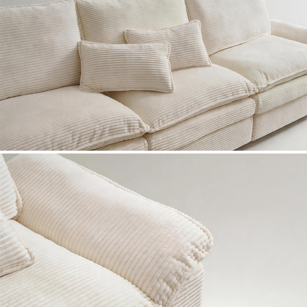Sunlit Lazy Hours: Corduroy Wrap-Around Three-Seater Sofa