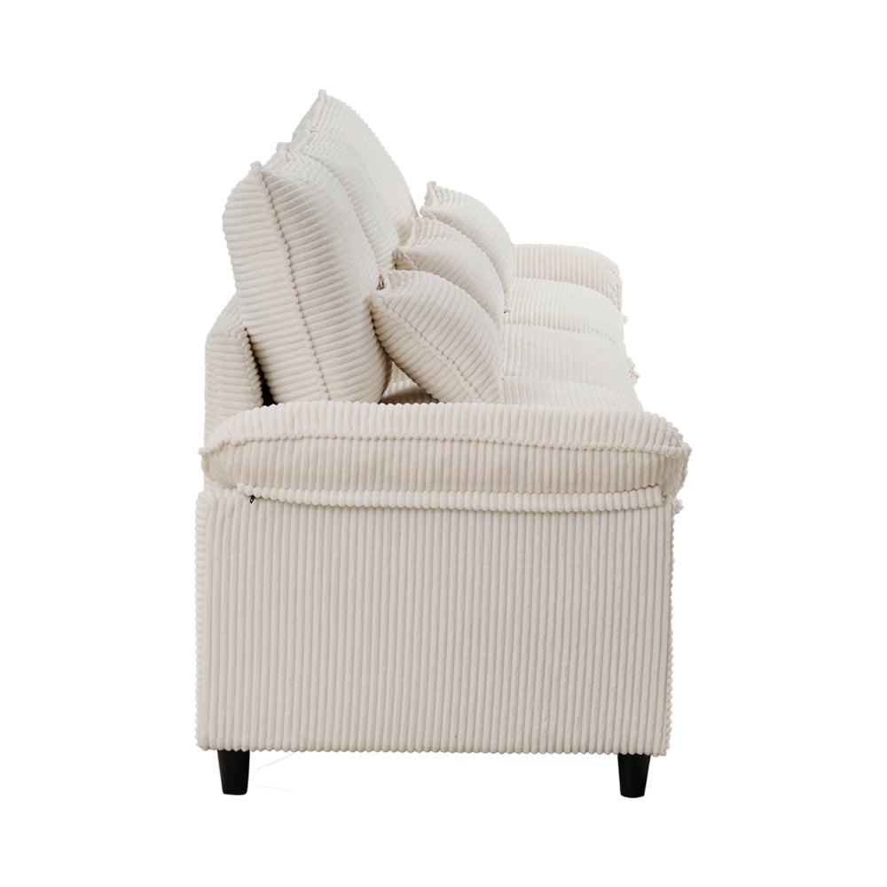 Sunlit Lazy Hours: Corduroy Wrap-Around Three-Seater Sofa