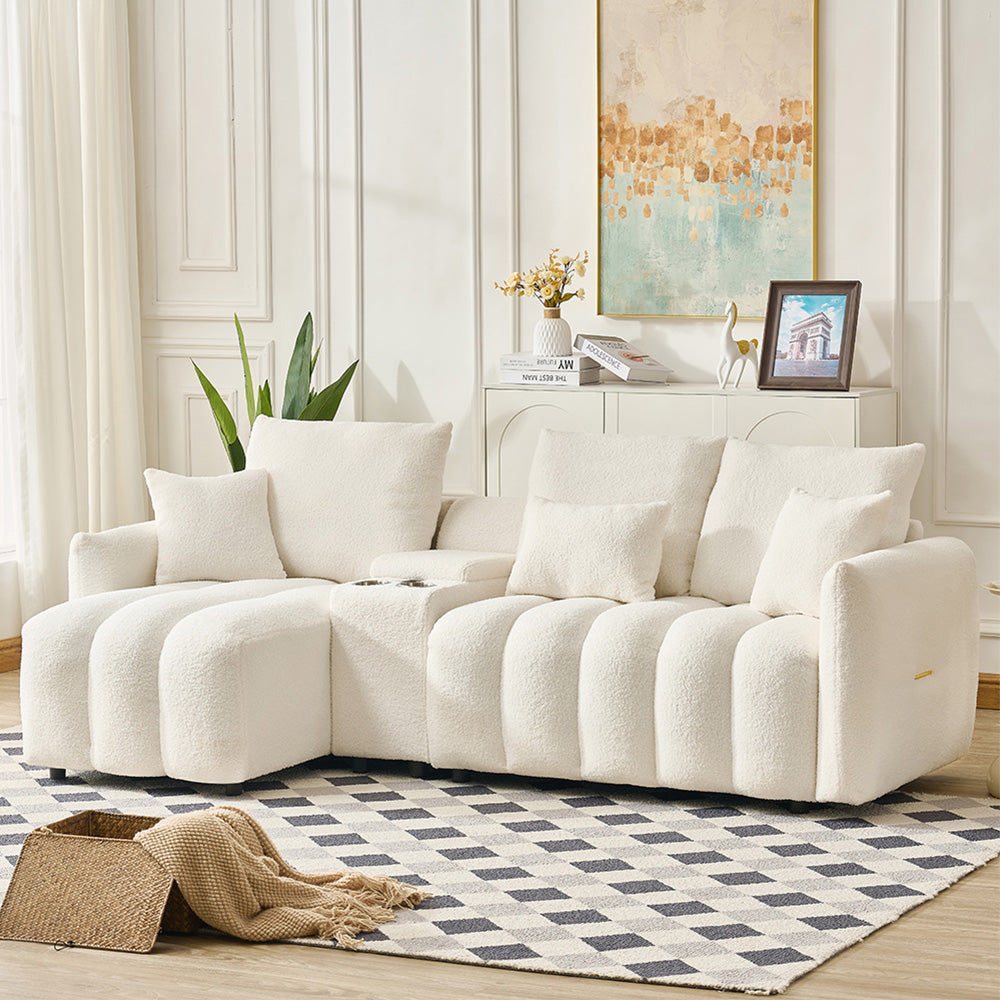 92-inch high-quality teddy fur fabric corner sofa