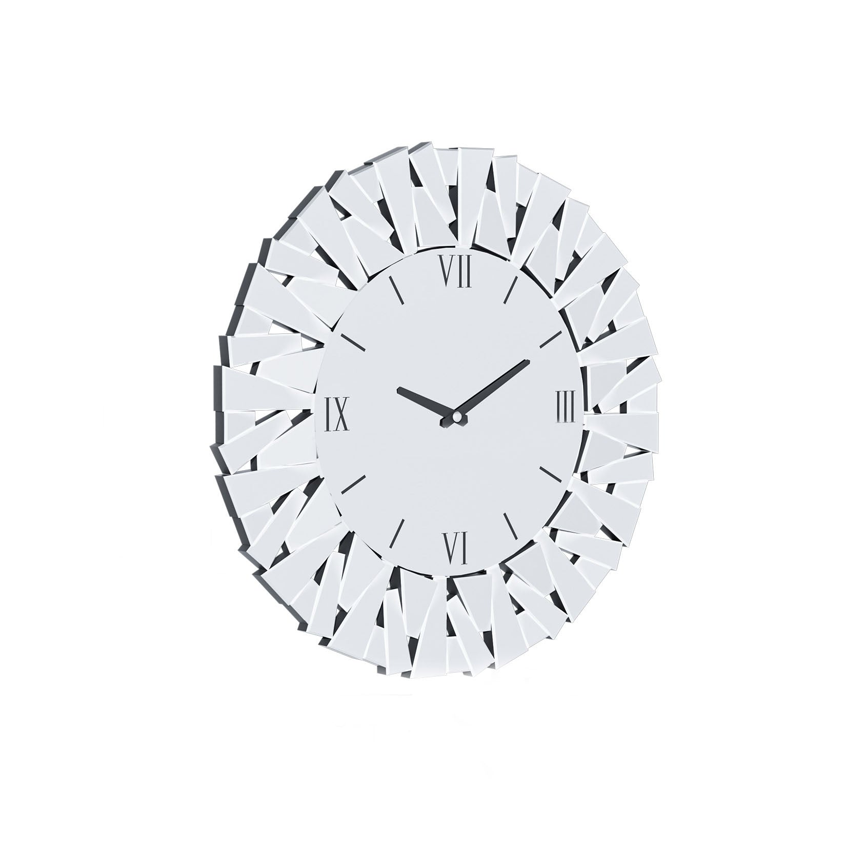 80CM Decorative Wall Clock Silver Clock Silent Movement Glass Clocks