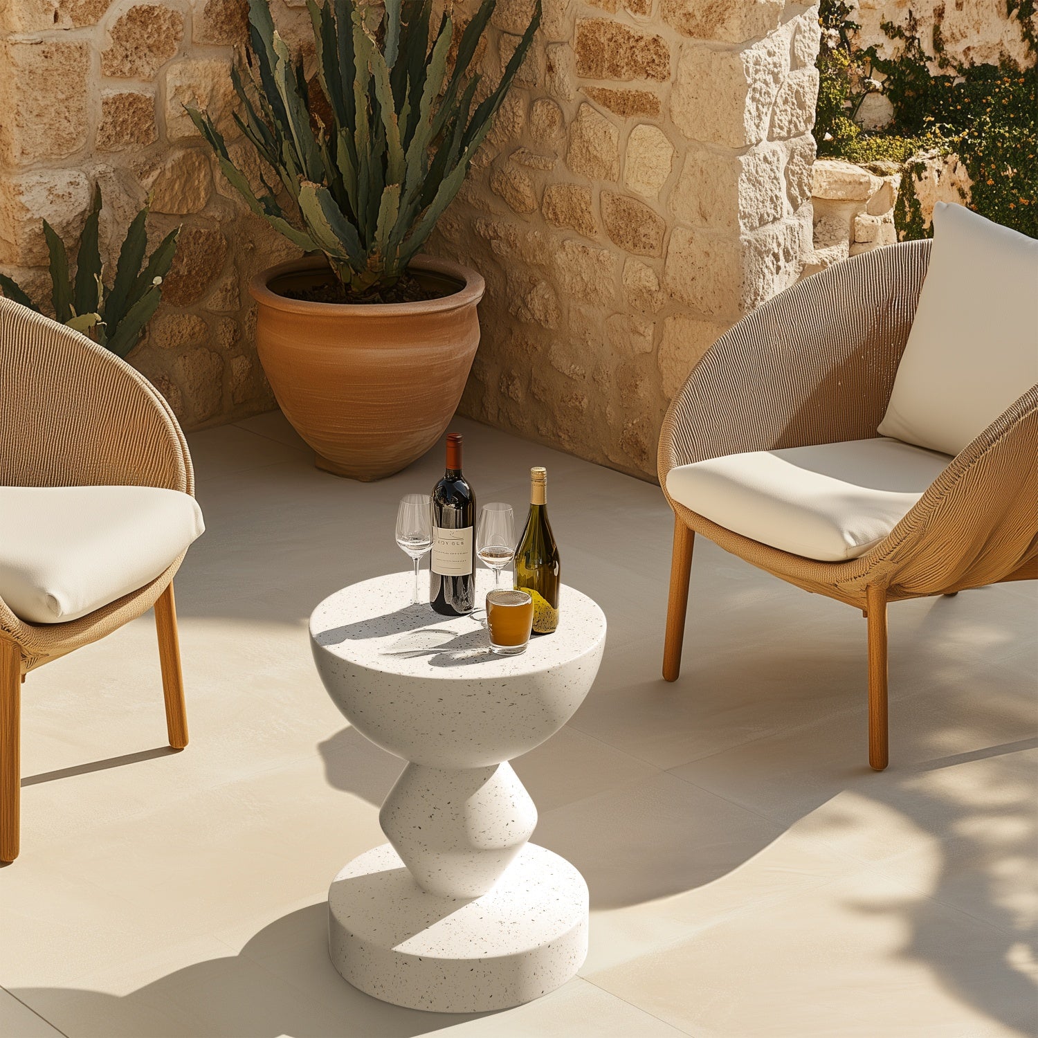 Sofa Side Table for Indoor Outdoor Concrete Accent End Table Furniture