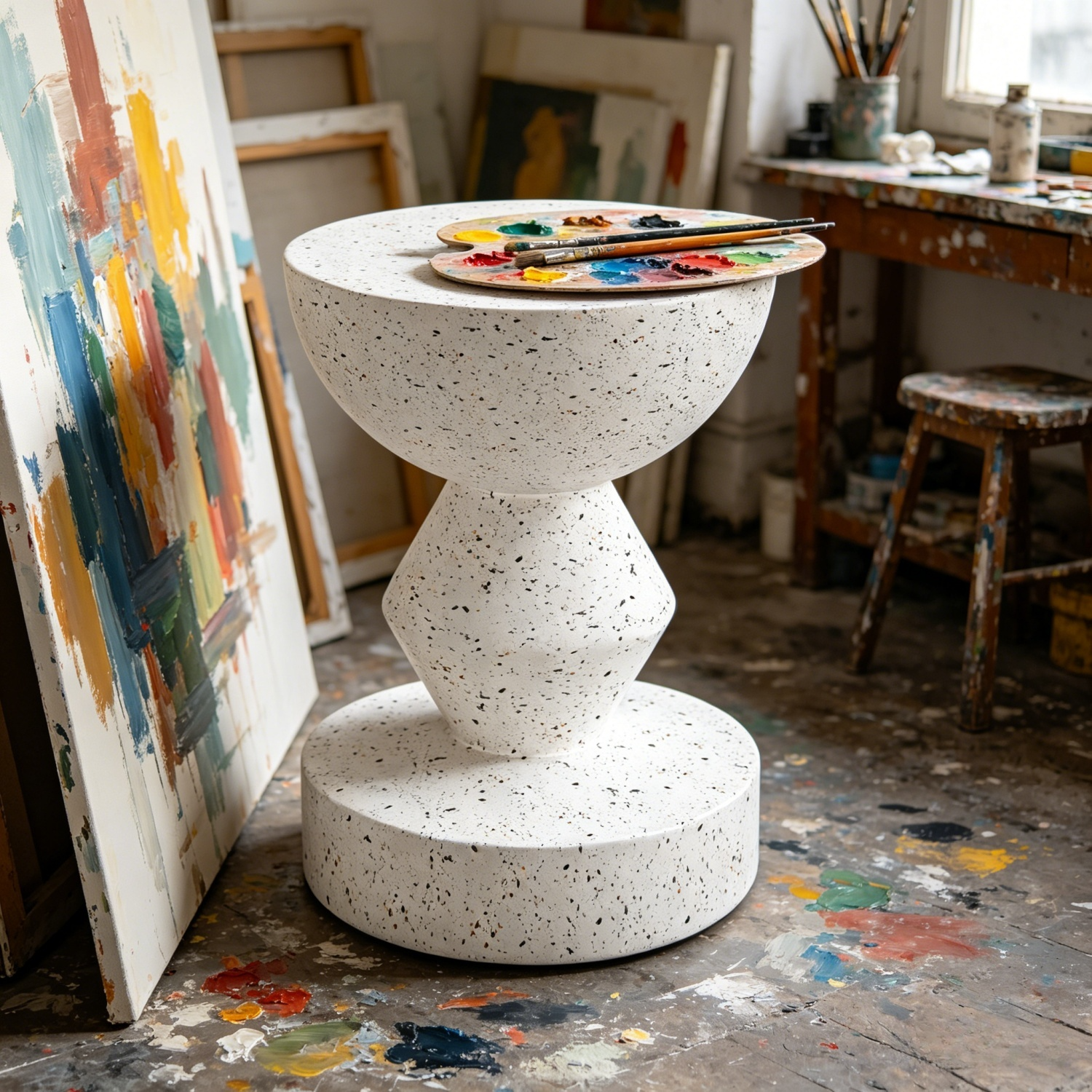 Sofa Side Table for Indoor Outdoor Concrete Accent End Table Furniture