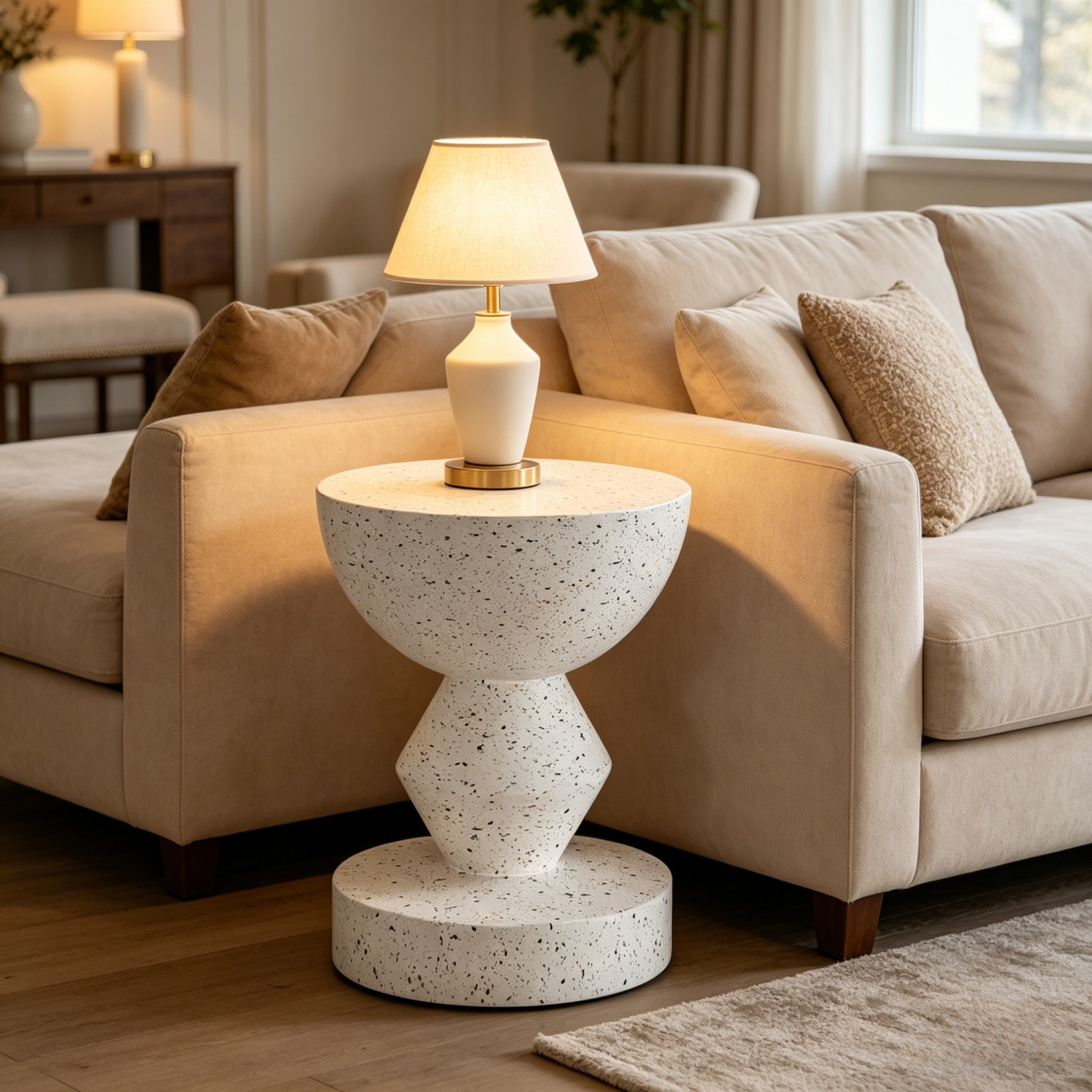 Sofa Side Table for Indoor Outdoor Concrete Accent End Table Furniture