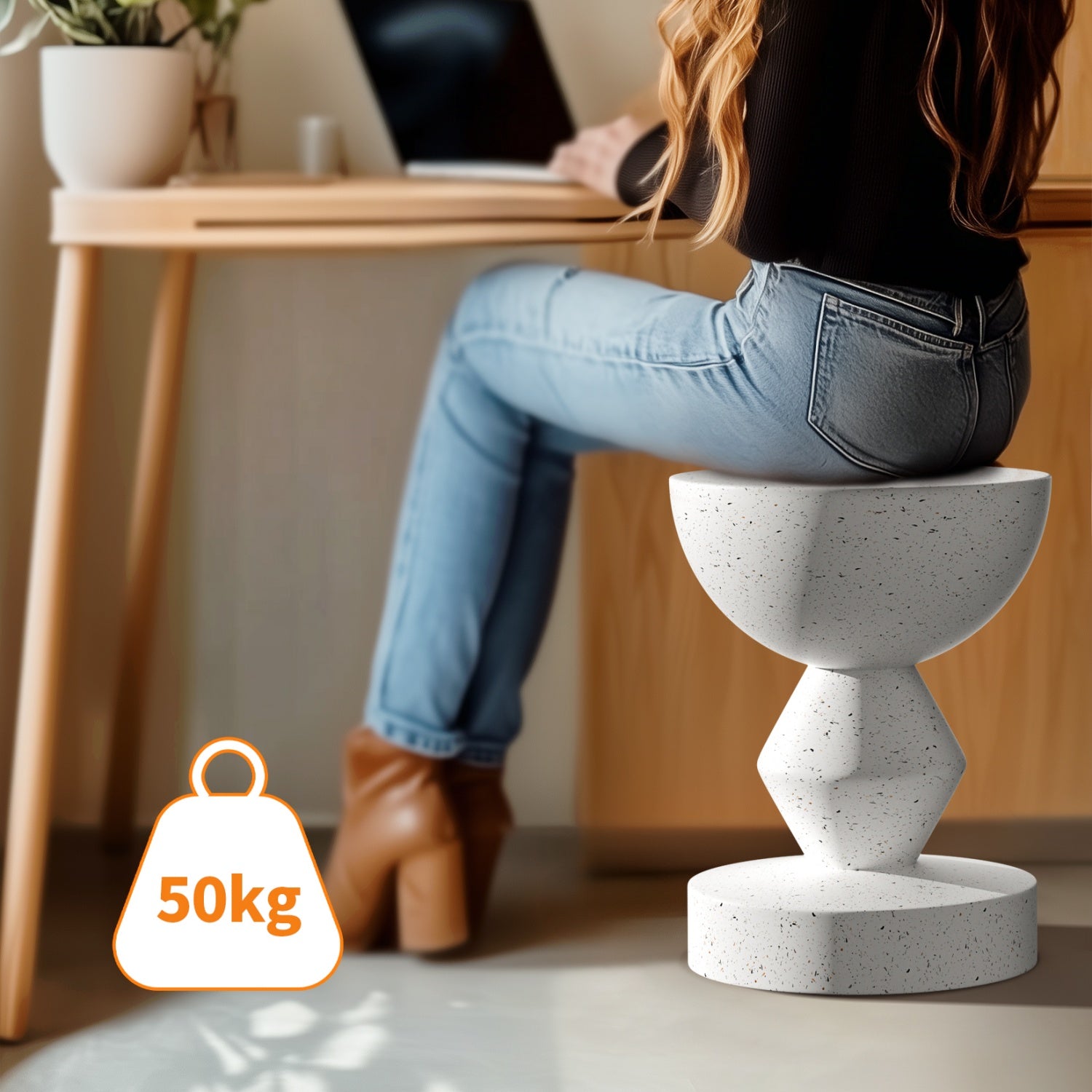 Sofa Side Table for Indoor Outdoor Concrete Accent End Table Furniture