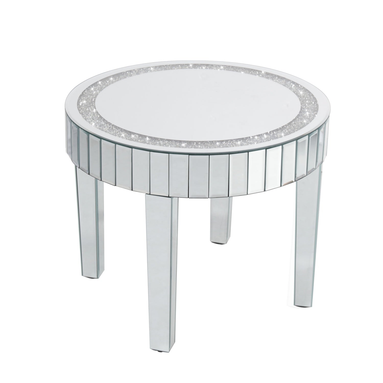 Round Silver Mirrored Coffee Table Glass Center Table Home Furnituer