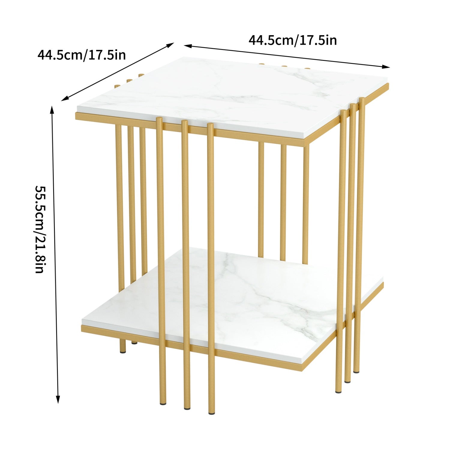 2 Tier Square Sofa End Side Table Sintered Stone Top Coffee Table