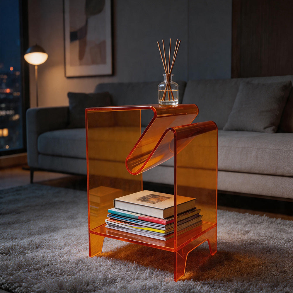 Acrylic Side Table,Bedside Table Nightstand for Bedroom Living Room