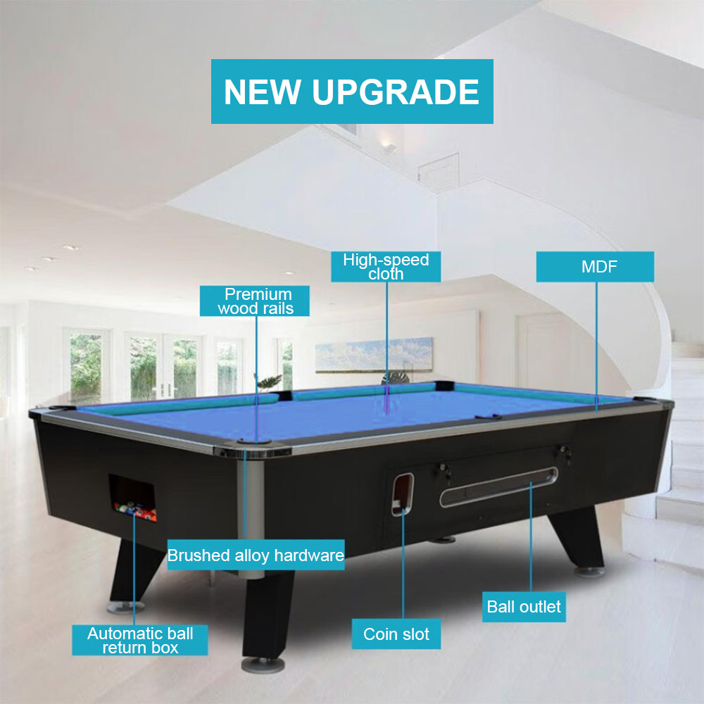 Coin-Operated Billiard Table, Complete with all Accessories, 7FT