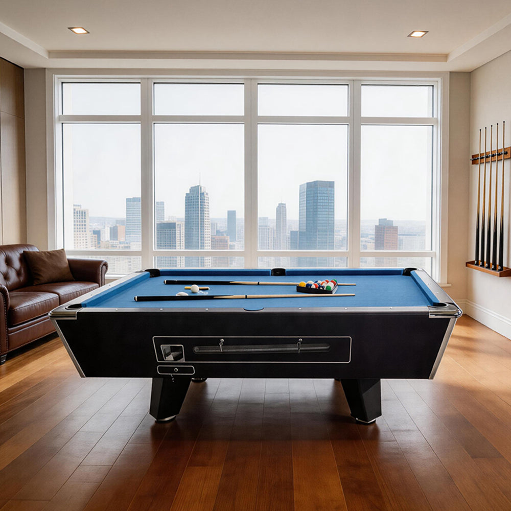 Coin-Operated Billiard Table, Complete with all Accessories, 7FT