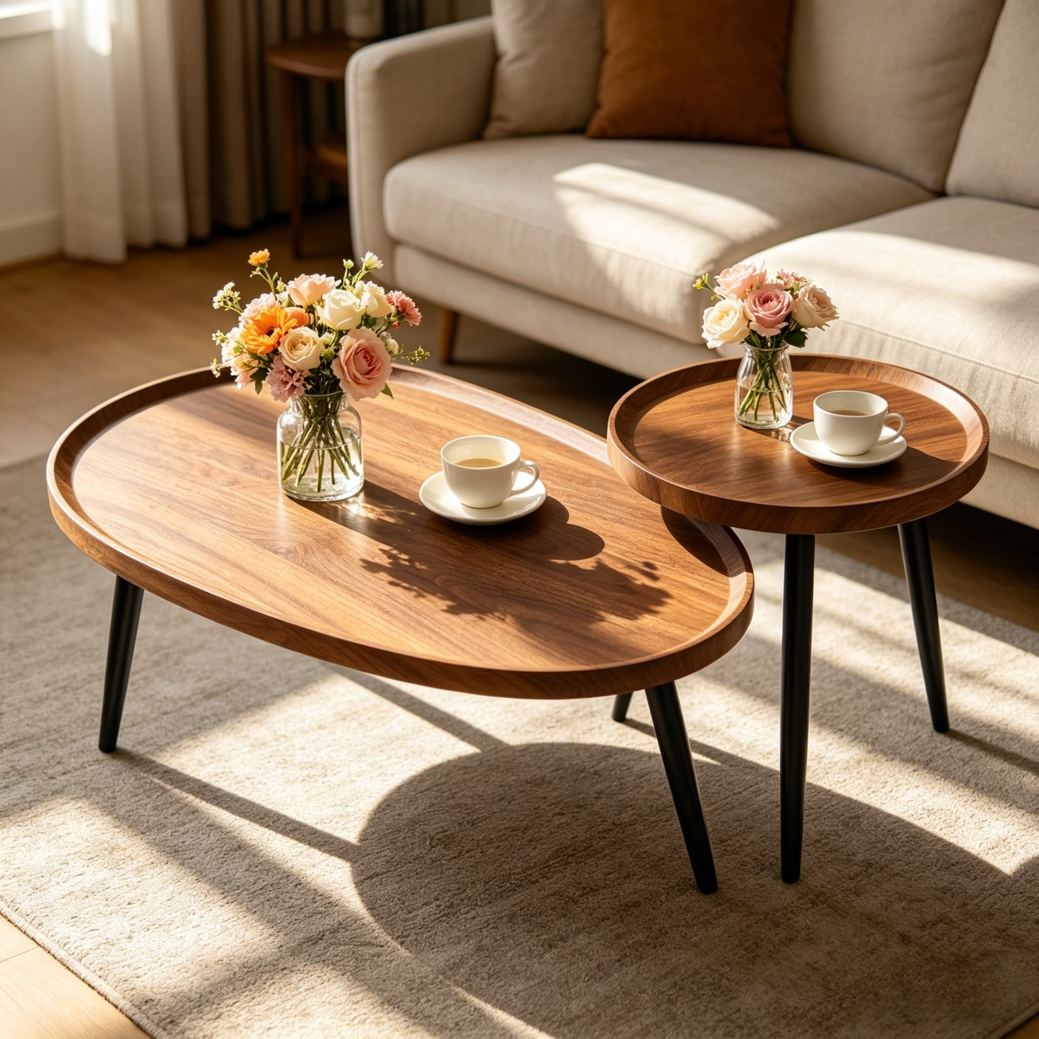 Set of 2 Nesting Coffee Table End Side Tables for Living Room Bedrooms