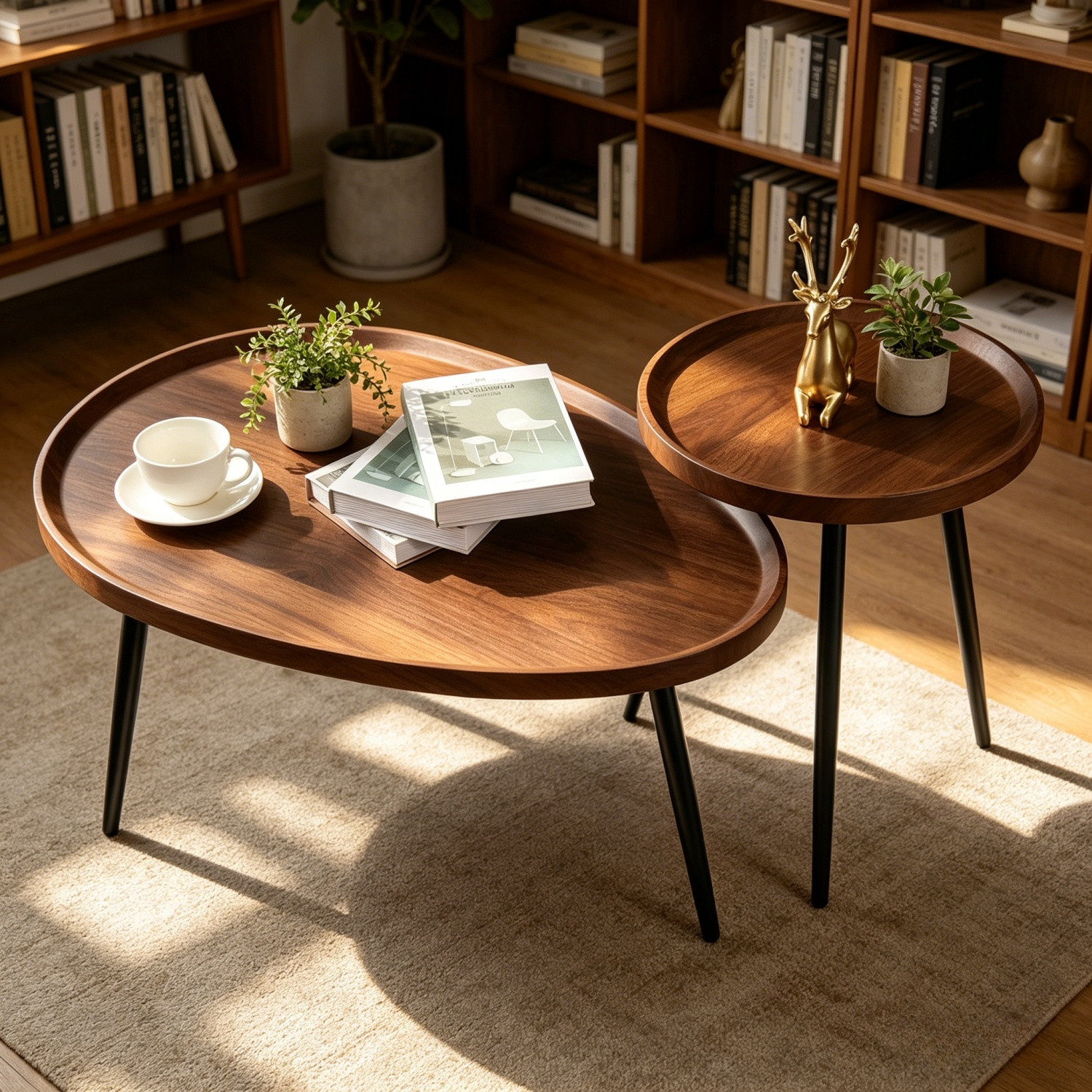 Set of 2 Nesting Coffee Table End Side Tables for Living Room Bedrooms