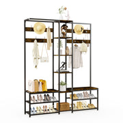 Entryway Hall Tree with Shoe Bench Corner Coat Rack Stand for Hallway