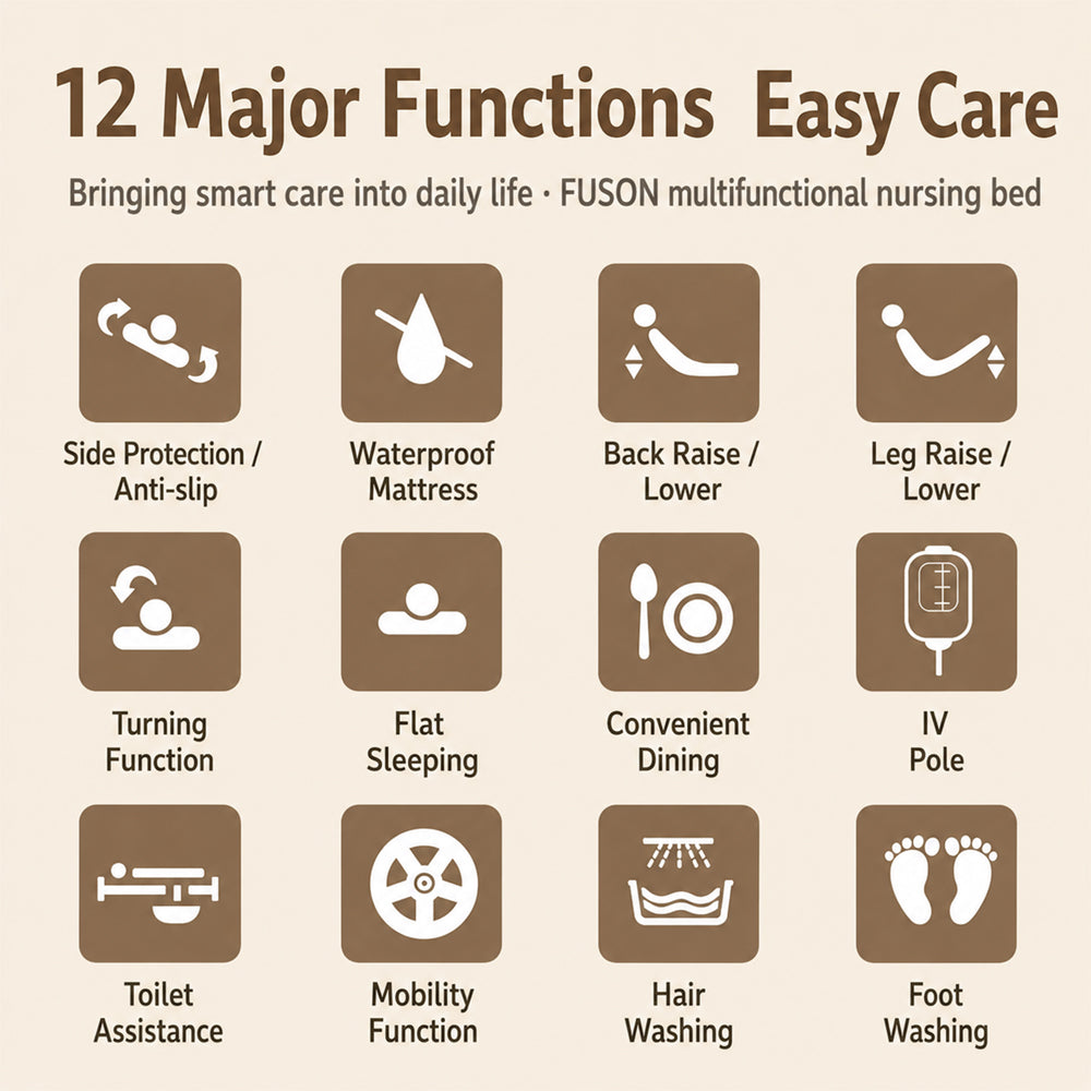Adjustable Electric Bed for Senior with Nursing Mattress