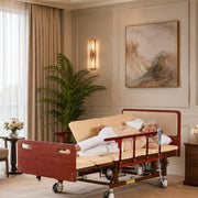 Adjustable Electric Bed for Elderly with Nursing Mattress, Wood