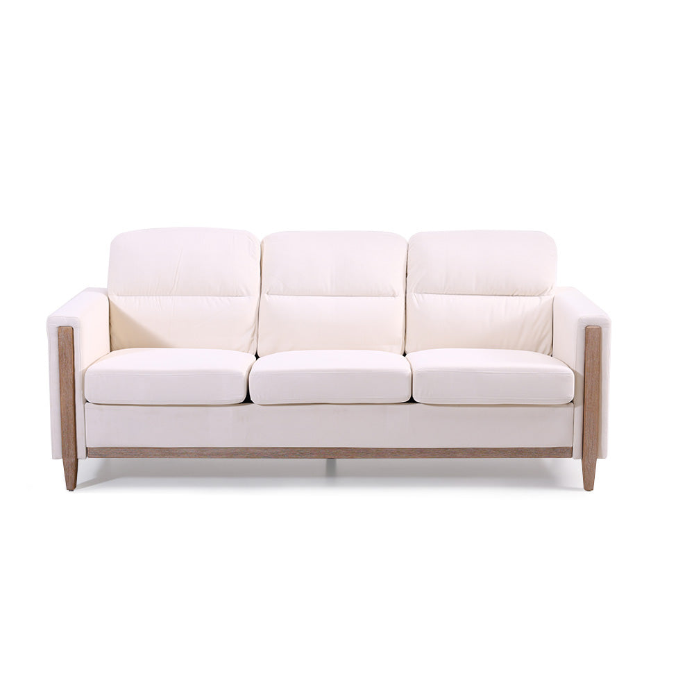 Modern Beige/Grey Comfortable 3-Seater Fabric Upholstered Sofa