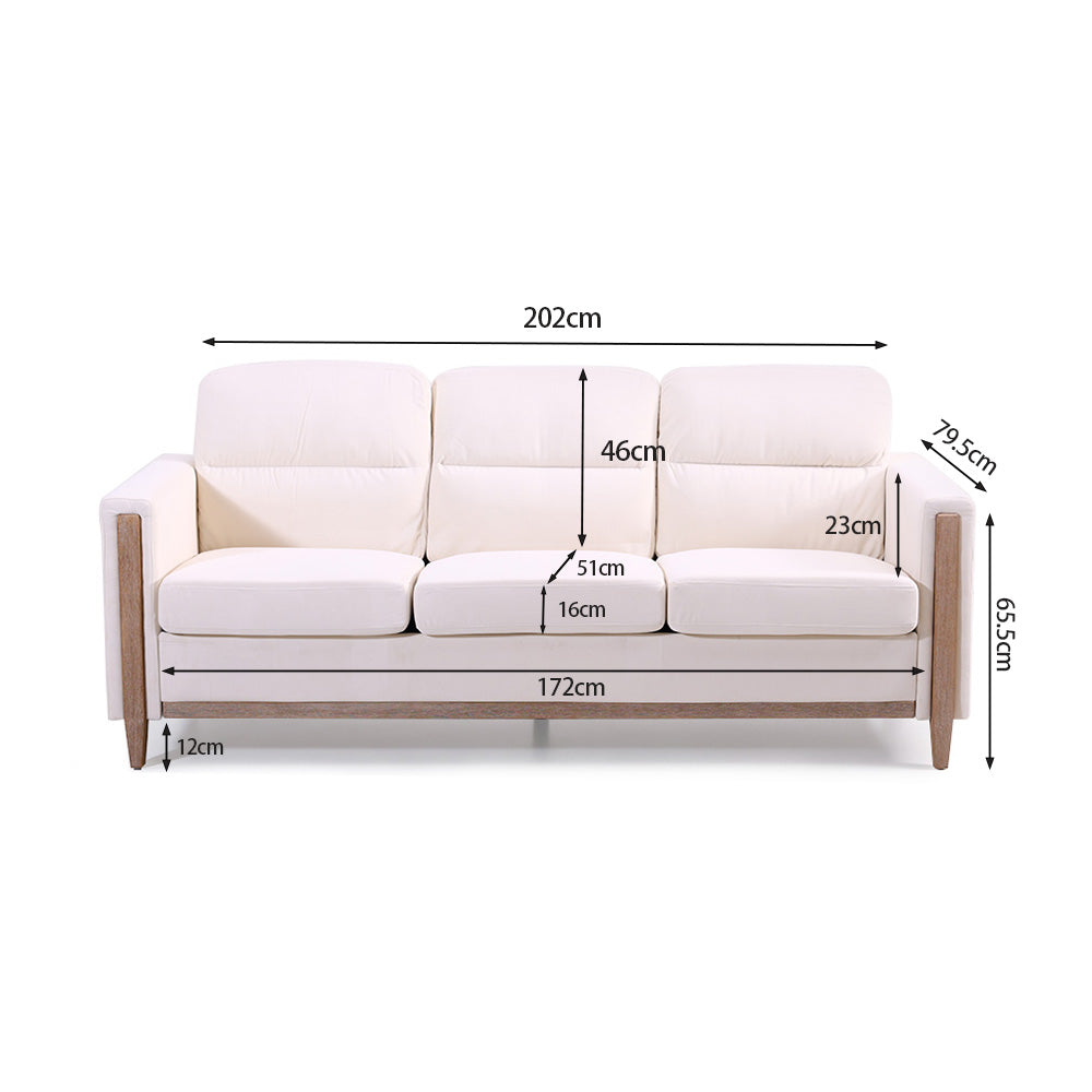 Modern Beige/Grey Comfortable 3-Seater Fabric Upholstered Sofa