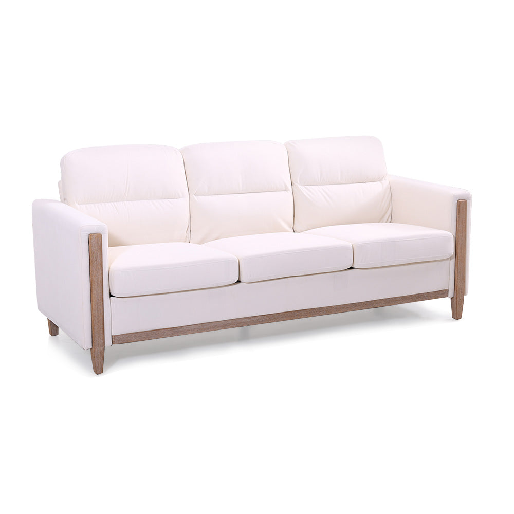 Modern Beige/Grey Comfortable 3-Seater Fabric Upholstered Sofa