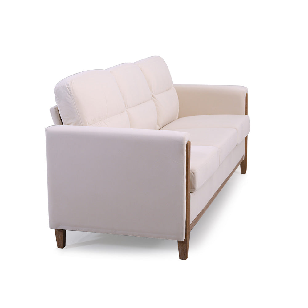 Modern Beige/Grey Comfortable 3-Seater Fabric Upholstered Sofa