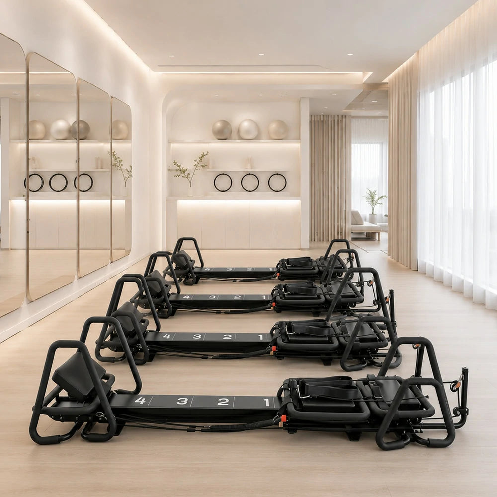 Eeeza Mini Supermodel Adjustable Pilates Reformer with Wall-Mount