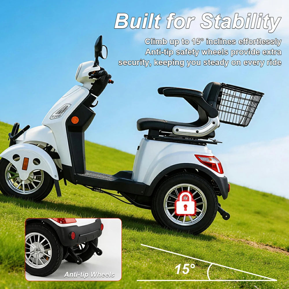 Eeeza B03 4-Wheel Electric Mobility Scooter, 500W ,150kg Max Load