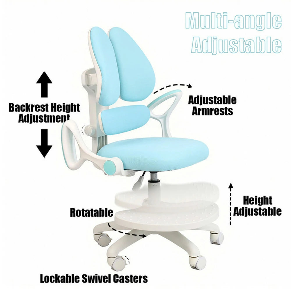 Eeeza Kids Ergonomic Study Chair with Dual-Back Support, SGS Certified