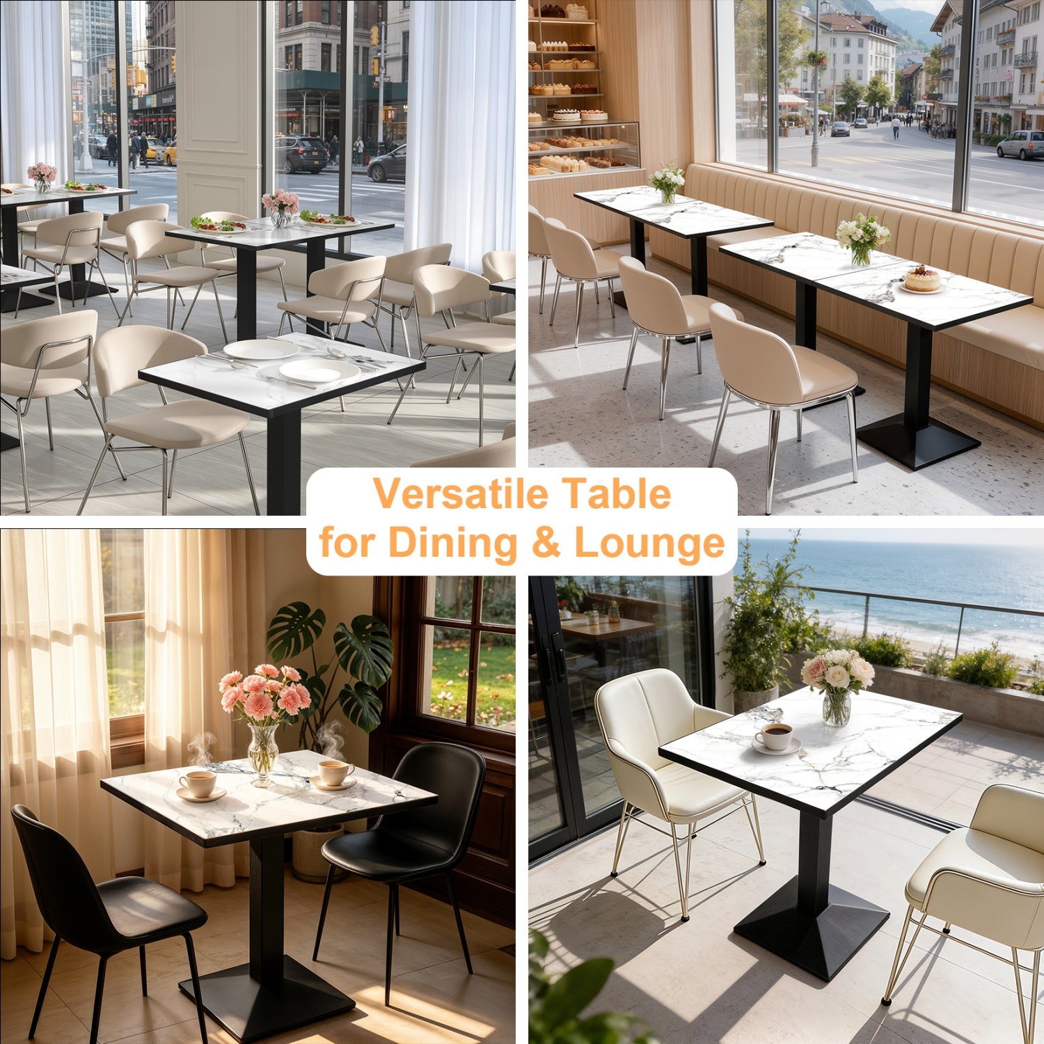 Eeeza Dining Table with Sintered Stone Top, Rectangular