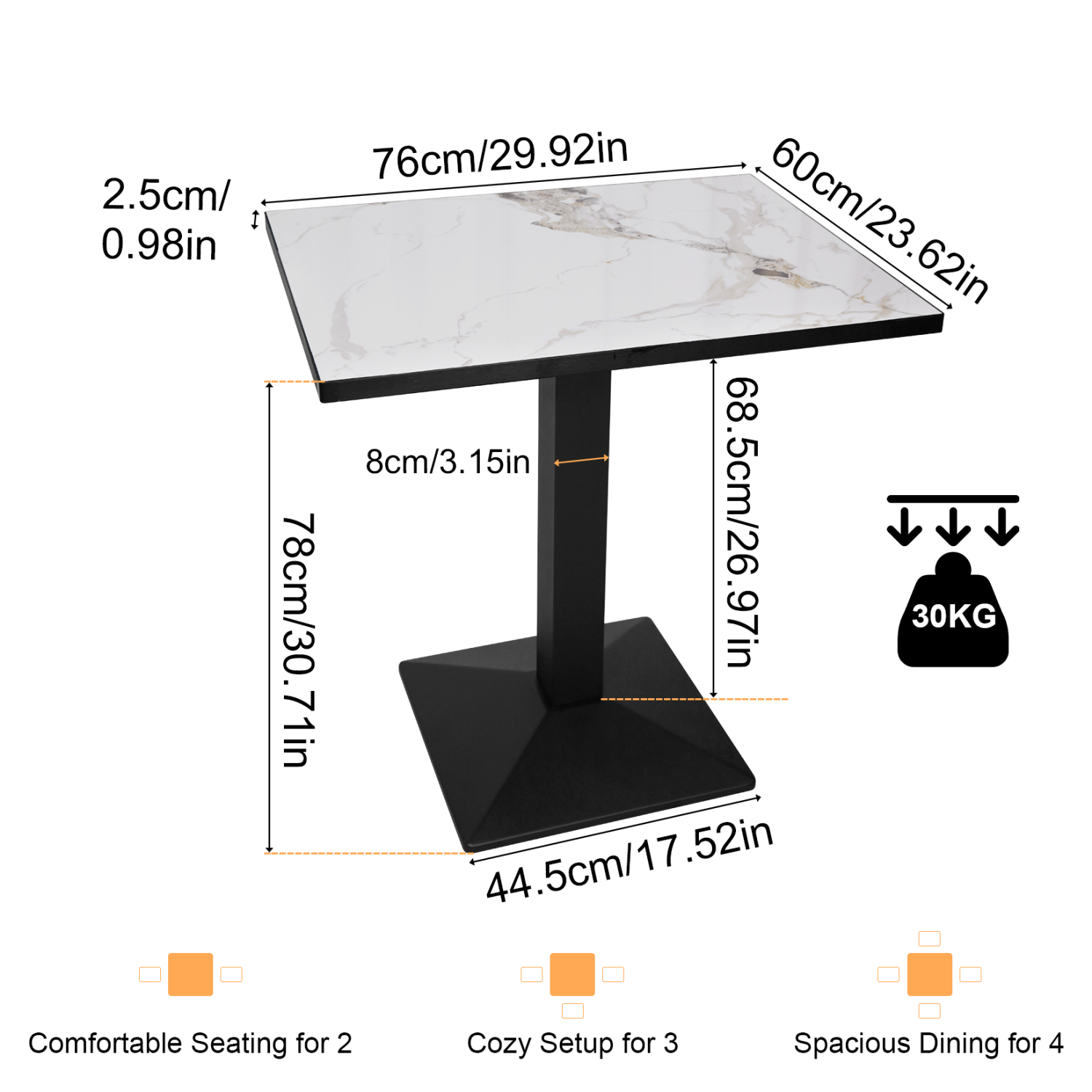 Eeeza Dining Table with Sintered Stone Top, Rectangular
