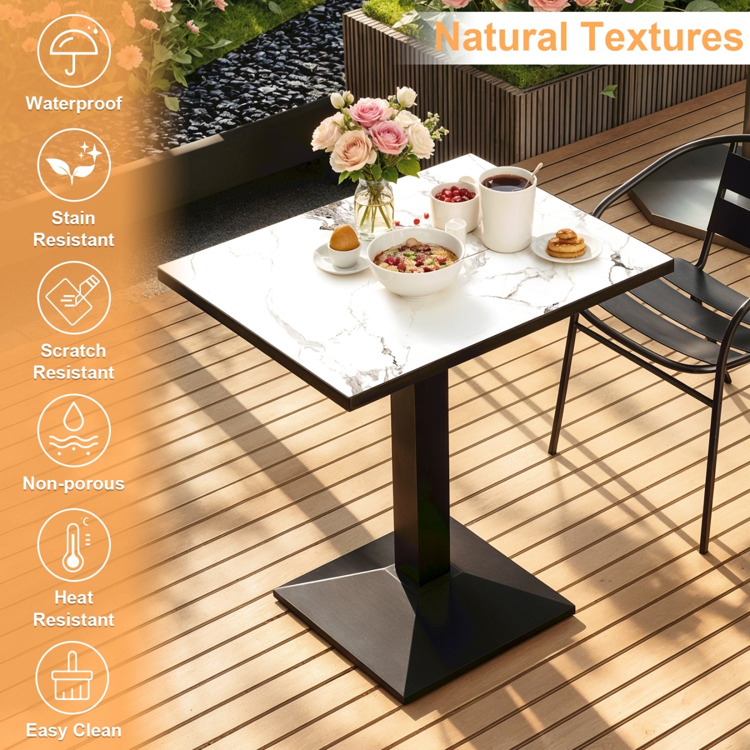 Eeeza Dining Table with Sintered Stone Top, Rectangular