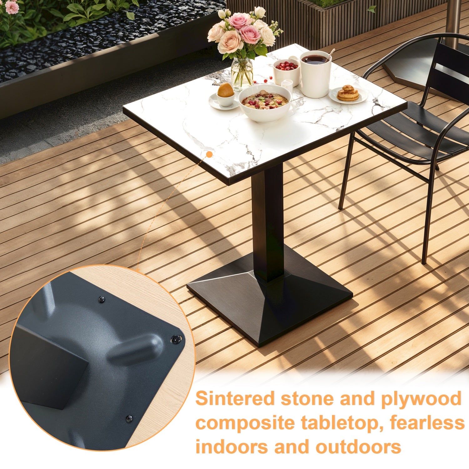 Eeeza Dining Table with Sintered Stone Top, Rectangular