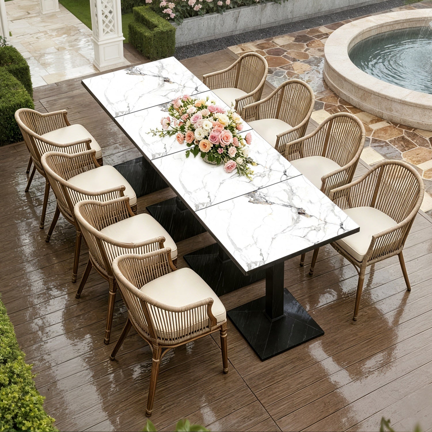 Eeeza Dining Table with Sintered Stone Top, Rectangular