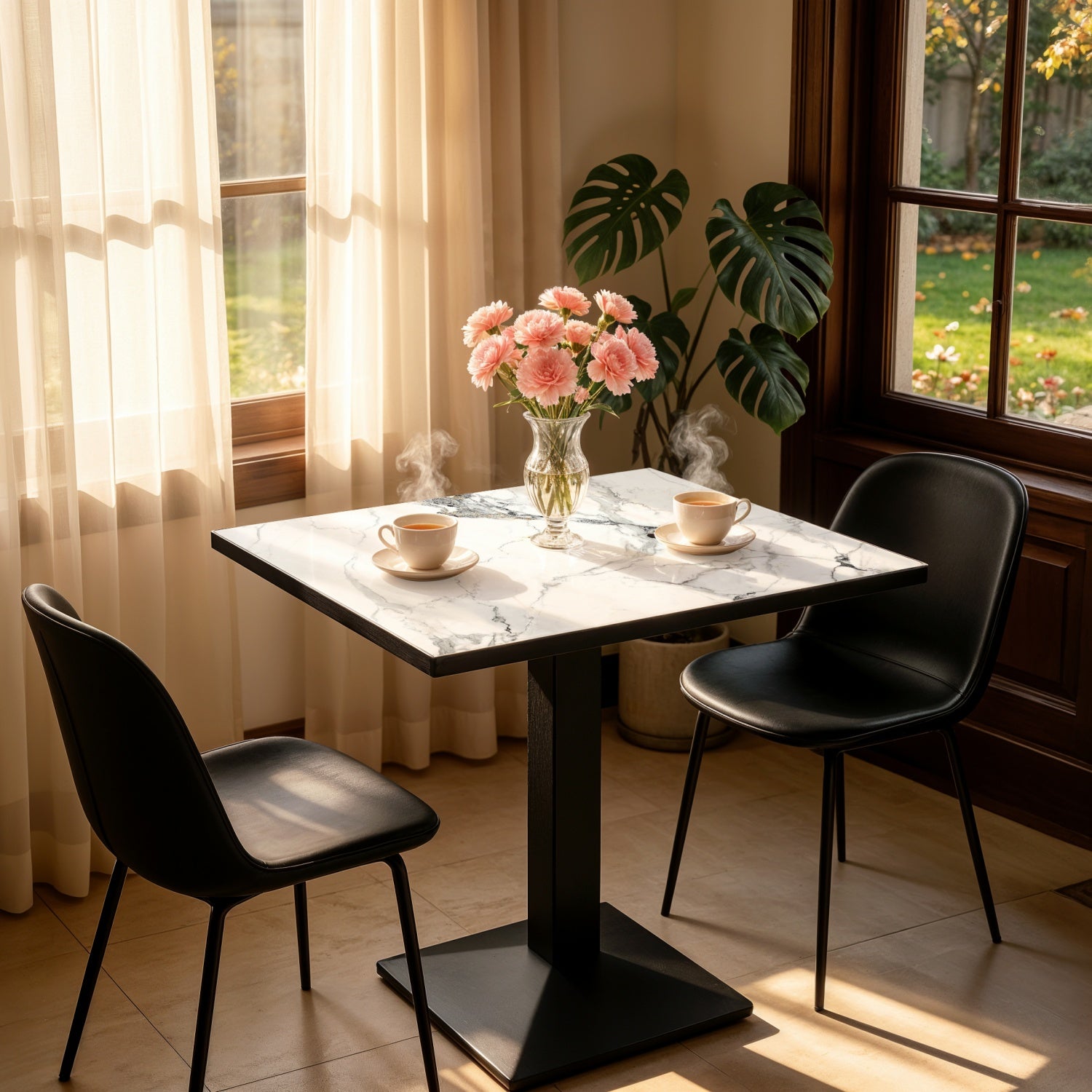 Eeeza Dining Table with Sintered Stone Top, Rectangular