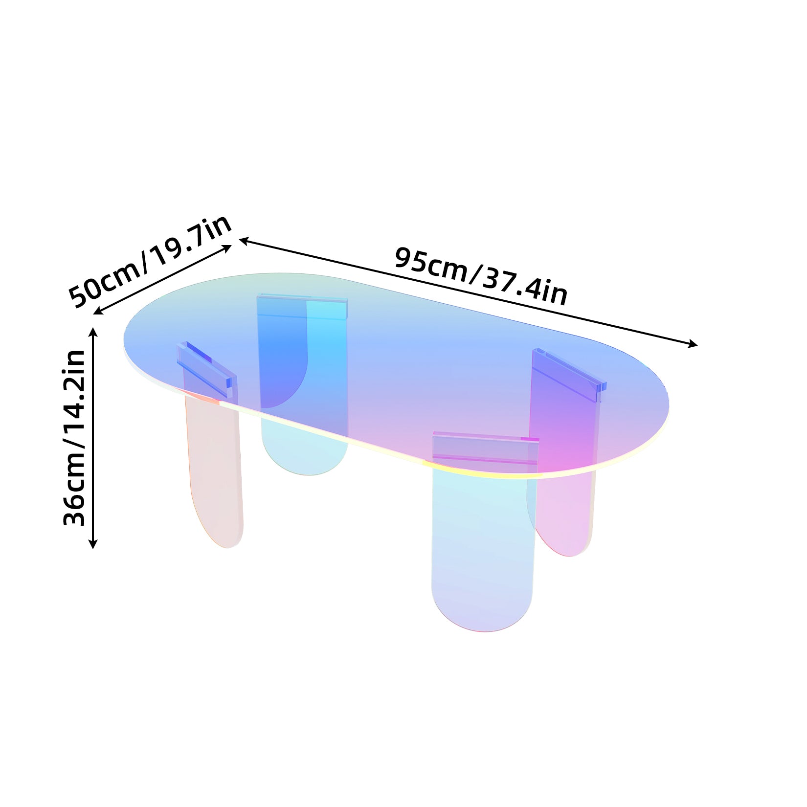 Acrylic Coffee Table for Living Room, Oval
