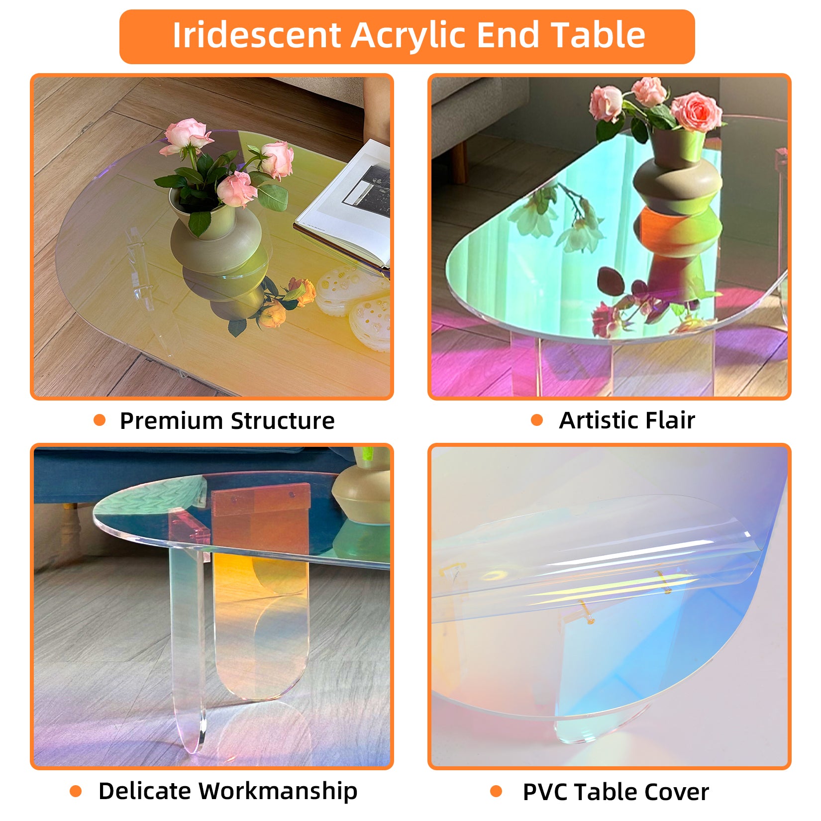 Acrylic Coffee Table for Living Room, Oval