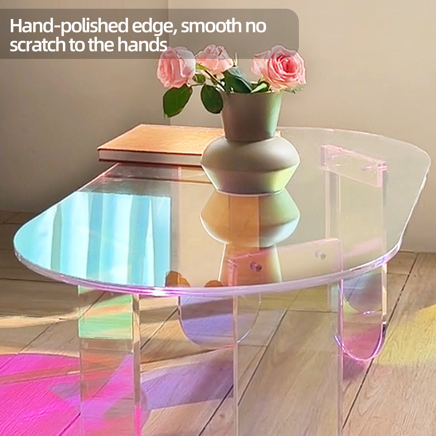 Acrylic Coffee Table for Living Room, Oval