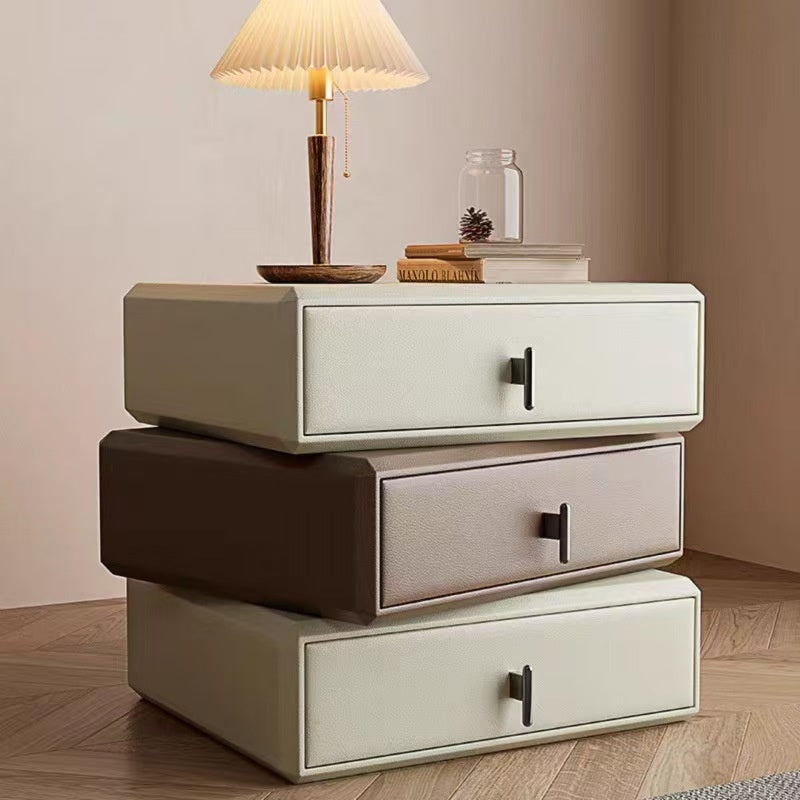 Italian Luxury Style Rotatable Nightstand with Three-layer for Bedroom