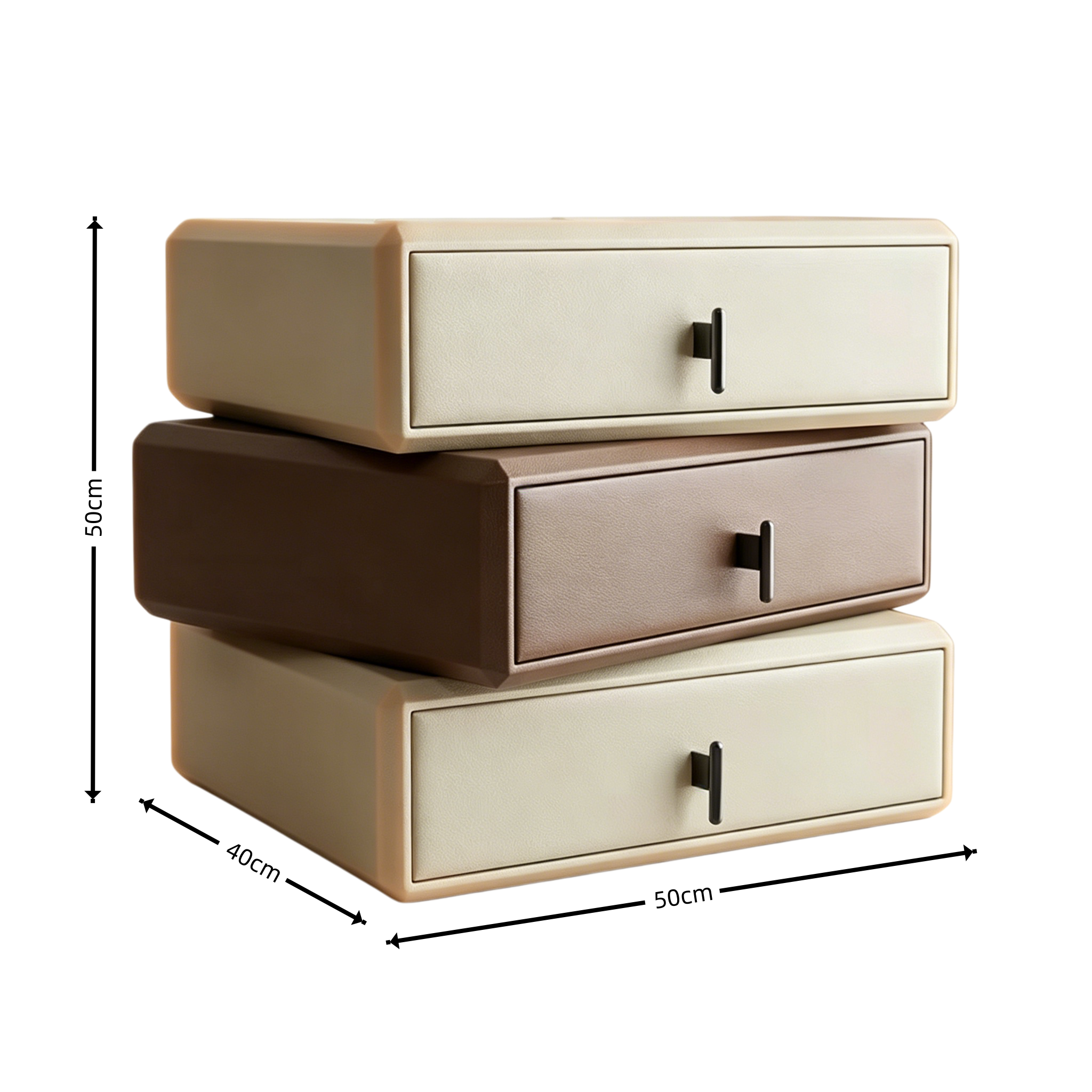 Italian Luxury Style Rotatable Nightstand with Three-layer for Bedroom