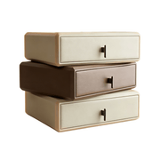 Italian Luxury Style Rotatable Nightstand with Three-layer for Bedroom