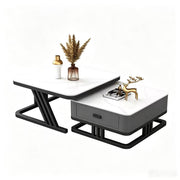 Modern Sintered Stone Coffee Table with Tempered Glass for Living Room