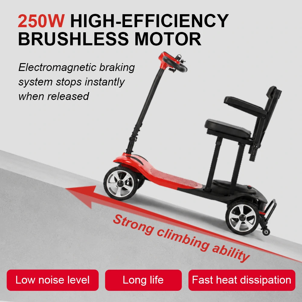 Eeeza MS210 Lightweight Folding Mobility Scooter, 180W, 24V 10.4Ah