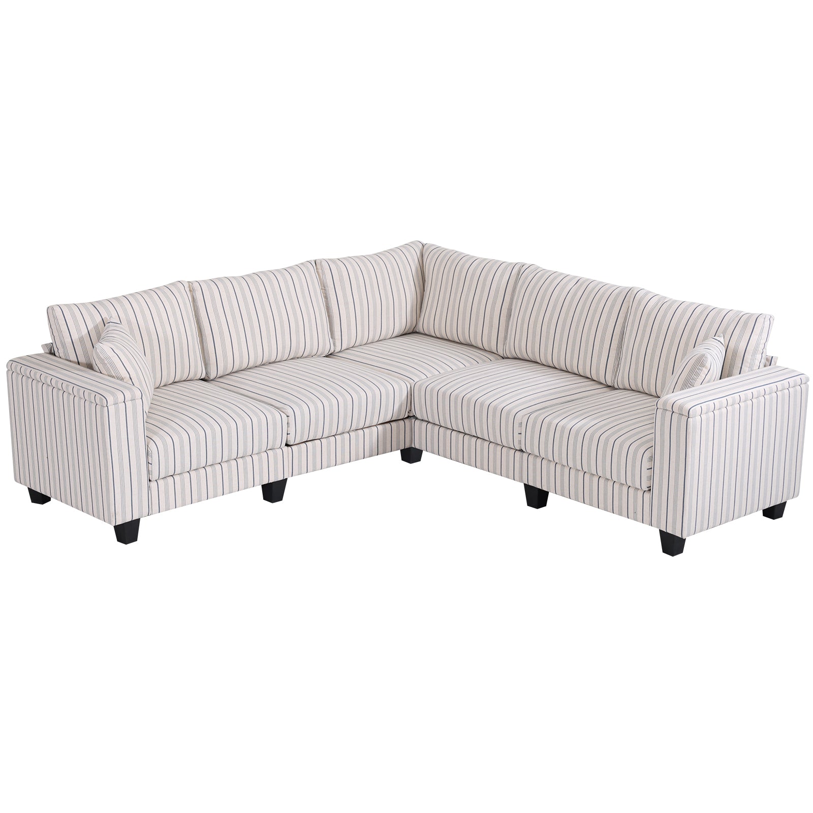 Eeeza L-Shaped Deep Sectional Sofa with Armrest Storage, 5-Seat