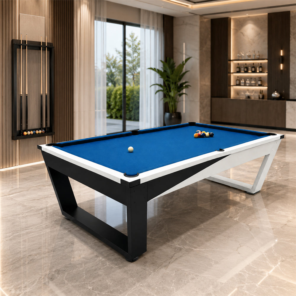 Pool Table with Marble Slate, Iron Legs and Complete Accessories, 8ft