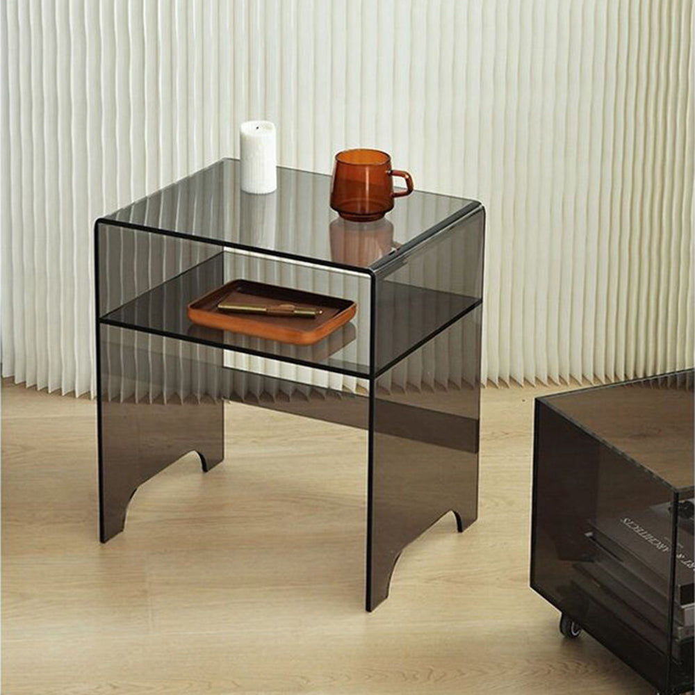 Acrylic Storage Side Table with Drawer and Wheels for Bedroom
